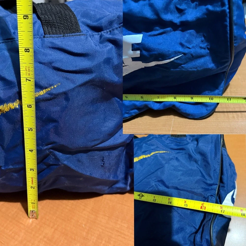 Vintage Nike Duffel Bag Blue Yellow Embroidered Swoosh 90s Gym Travel Bag Defect